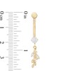 Thumbnail Image 2 of 014 Gauge Cubic Zirconia Leafy Dangle Belly Button Ring in Semi-Solid 10K Gold