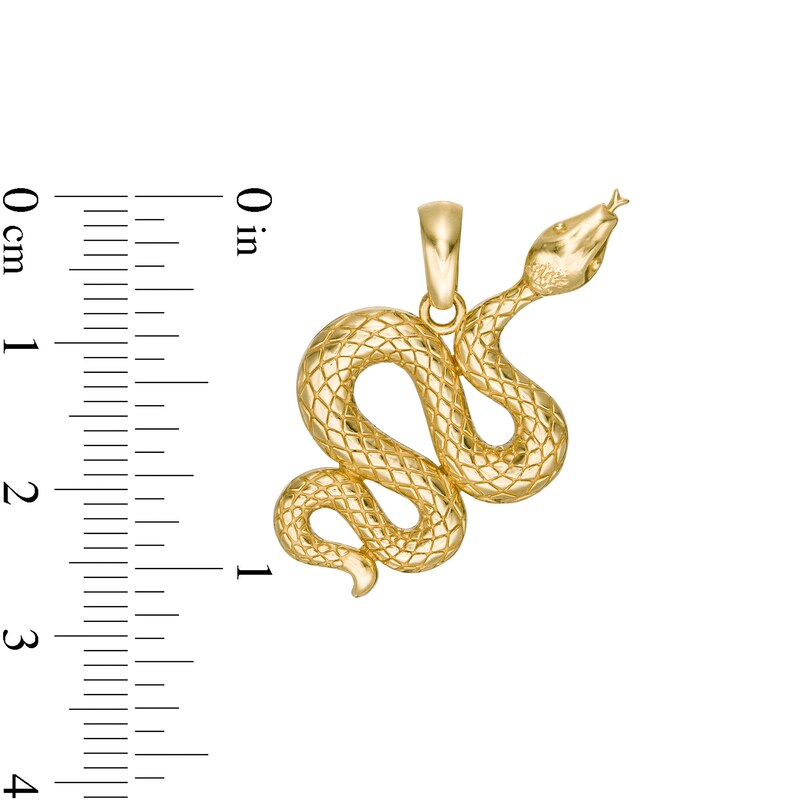 Textured Snake Necklace Charm in 10K Gold