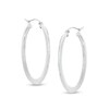 30mm Oval Tube Hoop Earrings in Sterling Silver