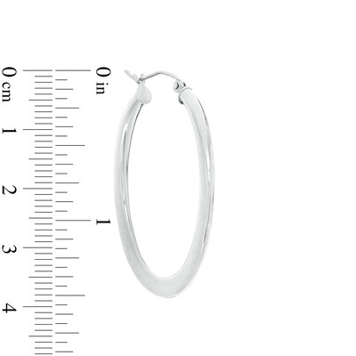 30mm Oval Tube Hoop Earrings in Sterling Silver