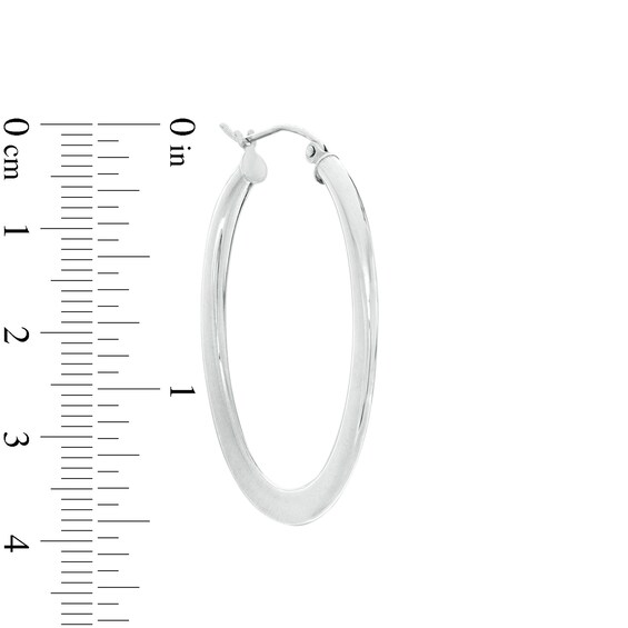 30mm Oval Tube Hoop Earrings in Sterling Silver