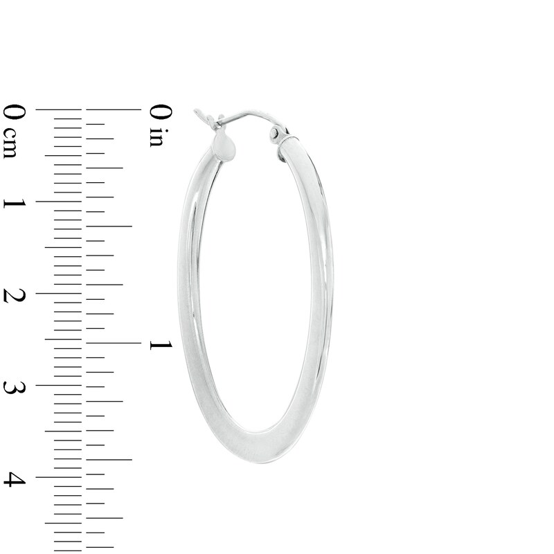 30mm Oval Tube Hoop Earrings in Sterling Silver