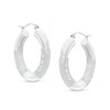 Thumbnail Image 1 of 25mm Multi-Finish Tube Hoop Earrings in Sterling Silver
