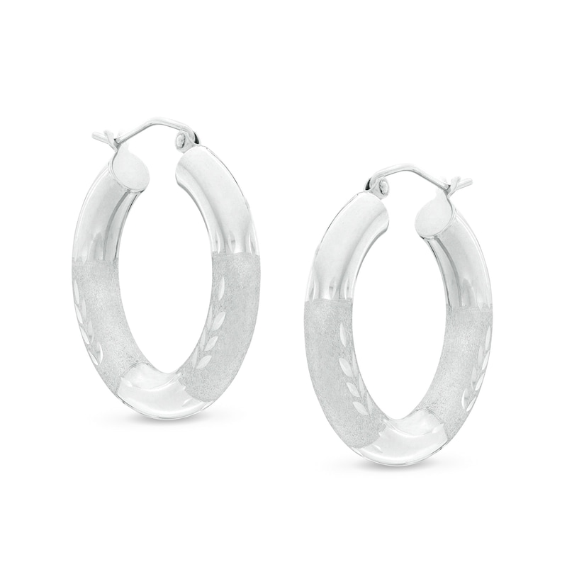 25mm Multi-Finish Tube Hoop Earrings in Sterling Silver