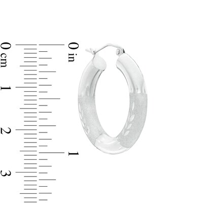 25mm Multi-Finish Tube Hoop Earrings in Sterling Silver