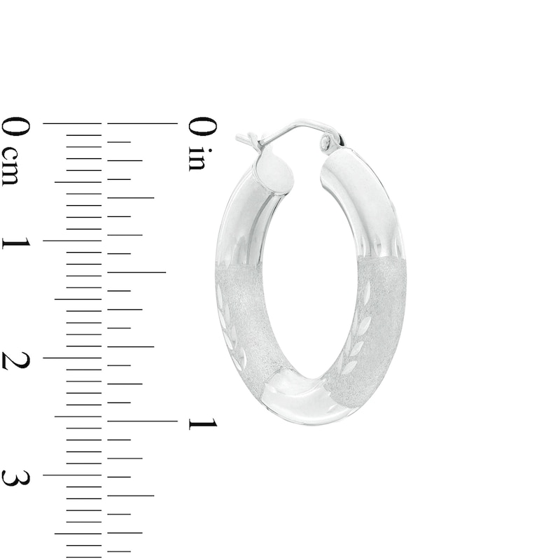 25mm Multi-Finish Tube Hoop Earrings in Sterling Silver