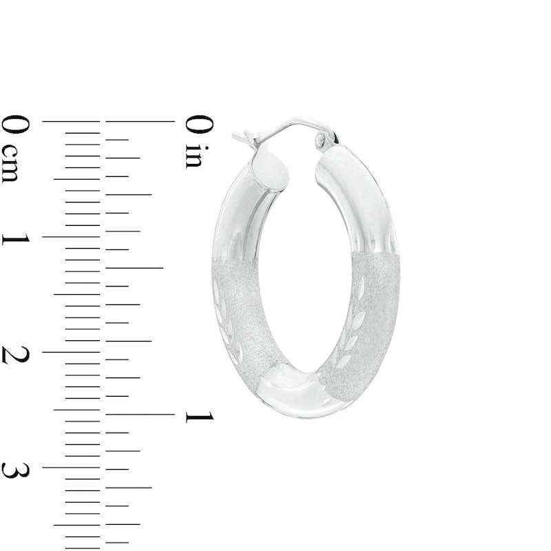 Main Image 2 of 25mm Multi-Finish Tube Hoop Earrings in Sterling Silver