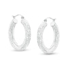 Thumbnail Image 1 of 25mm Diamond-Cut Tube Hoop Earrings in Sterling Silver
