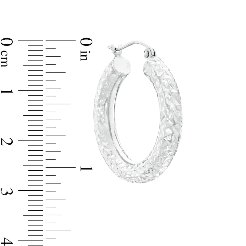 25mm Diamond-Cut Tube Hoop Earrings in Sterling Silver