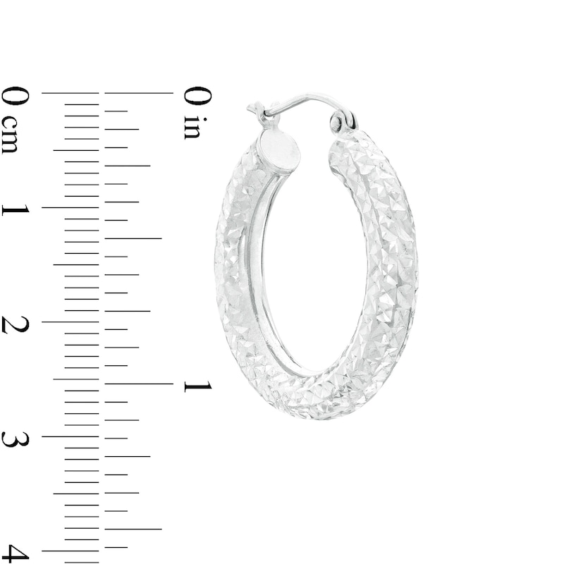 Main Image 2 of 25mm Diamond-Cut Tube Hoop Earrings in Sterling Silver
