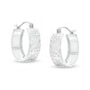 17mm Diamond-Cut Slant Groove Flat Hoop Earrings in Sterling Silver
