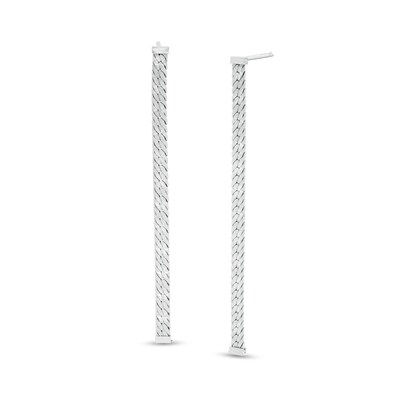Made in Italy Diamond-Cut Herringbone Chain-Style Drop Earrings in Sterling Silver