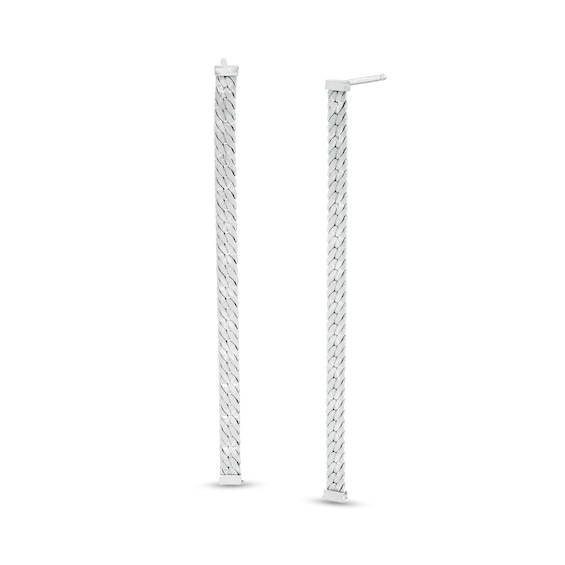 Made in Italy Diamond-Cut Herringbone Chain-Style Drop Earrings in Sterling Silver