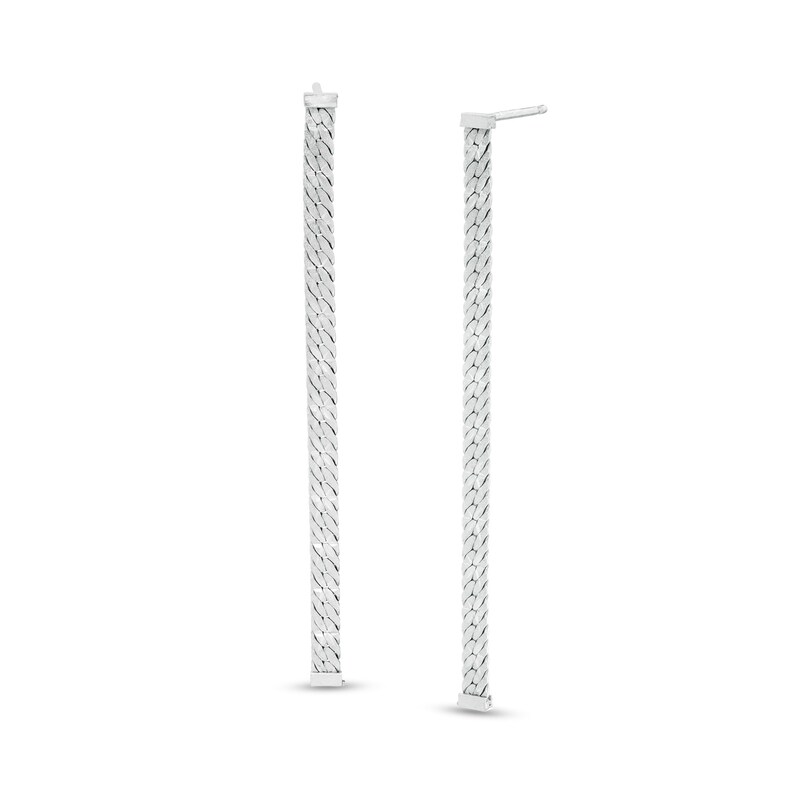Made in Italy Diamond-Cut Herringbone Chain-Style Drop Earrings in Sterling Silver