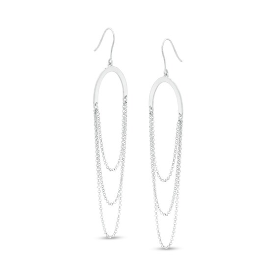 Made in Italy Semi-Circle Triple Strand Chain Drop Earrings in Sterling Silver