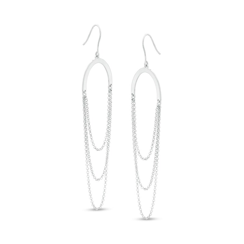 Made in Italy Semi-Circle Triple Strand Chain Drop Earrings in Sterling Silver