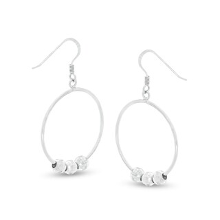 Made in Italy Diamond-Cut Bead Trio Circle Drop Earrings in Sterling Silver