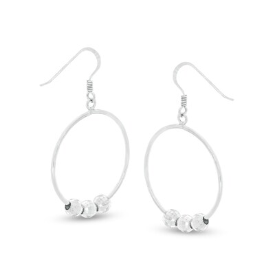 Made in Italy Diamond-Cut Bead Trio Circle Drop Earrings in Sterling Silver