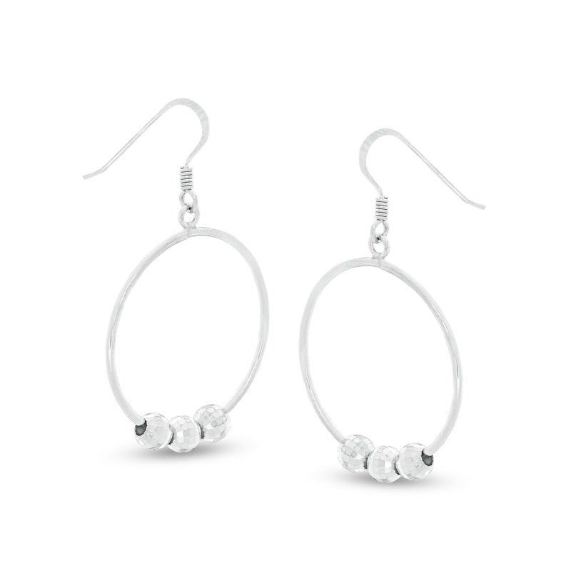 Made in Italy Diamond-Cut Bead Trio Circle Drop Earrings in Sterling Silver
