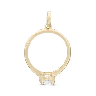 4mm Cubic Zirconia Solitaire Ring Necklace Charm in 10K Gold