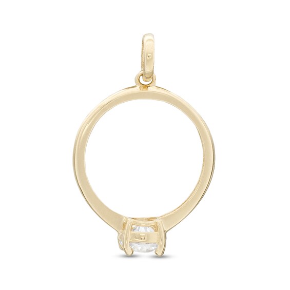 4mm Cubic Zirconia Solitaire Ring Necklace Charm in 10K Gold