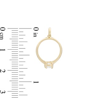 4mm Cubic Zirconia Solitaire Ring Necklace Charm in 10K Gold