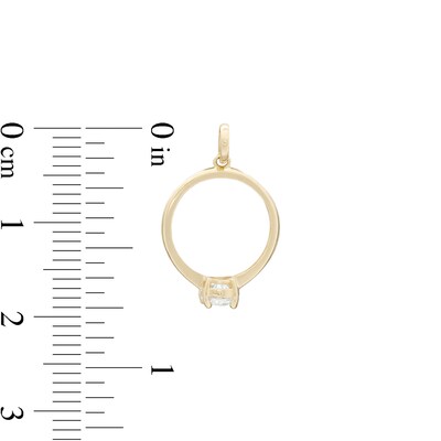 4mm Cubic Zirconia Solitaire Ring Necklace Charm in 10K Gold