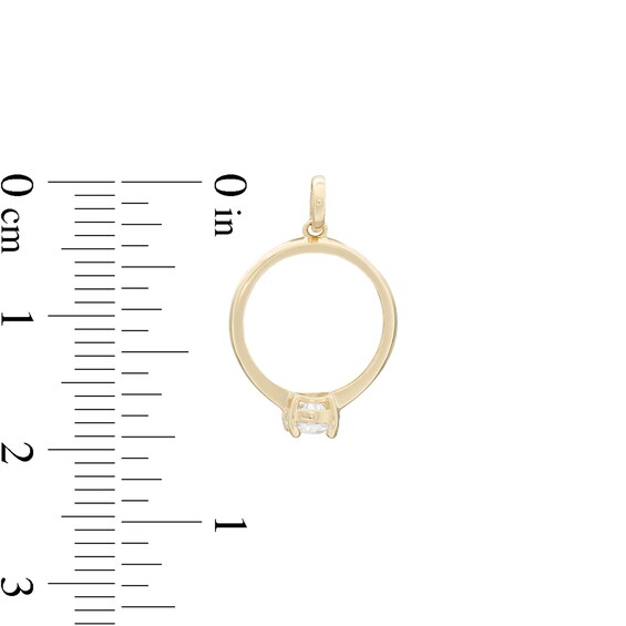 4mm Cubic Zirconia Solitaire Ring Necklace Charm in 10K Gold