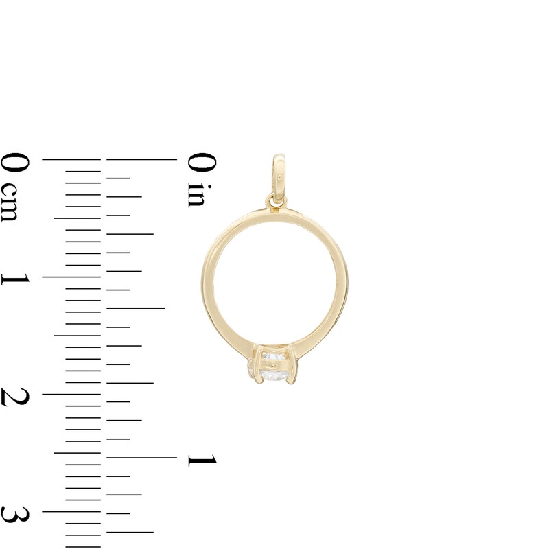 Main Image 2 of 4mm Cubic Zirconia Solitaire Ring Necklace Charm in 10K Gold