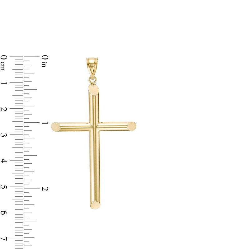 Tube Cross Necklace Charm in 10K Gold