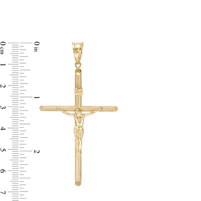Large Textured Crucifix Necklace Charm in 10K Gold