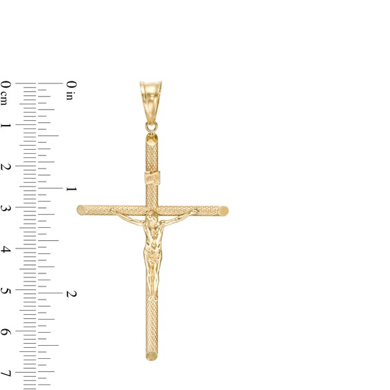 Large Textured Crucifix Necklace Charm in 10K Gold