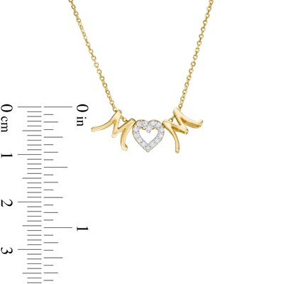 Cubic Zirconia "MOM" Heart Slide Charm Pendant in 10K Gold