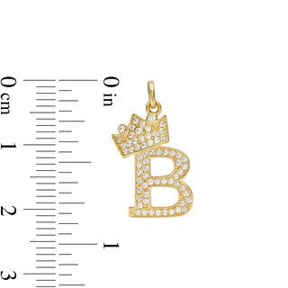 Cubic Zirconia "B" Initial with Crown Necklace Charm in 10K Solid Gold
