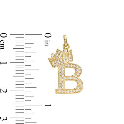 Cubic Zirconia "B" Initial with Crown Necklace Charm in 10K Solid Gold
