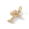 Thumbnail Image 1 of Cubic Zirconia "T" Initial with Crown Necklace Charm in 10K Solid Gold