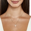 Thumbnail Image 2 of Cubic Zirconia "T" Initial with Crown Necklace Charm in 10K Solid Gold