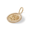 Cubic Zirconia Frame Lotus Flower Medallion Necklace Charm in 10K Solid Gold