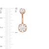 014 Gauge Crystal and Cubic Zirconia Belly Button Ring Set in Solid Stainless Steel with Rose IP