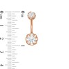 Thumbnail Image 1 of 014 Gauge Crystal and Cubic Zirconia Belly Button Ring Set in Solid Stainless Steel with Rose IP