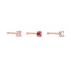 022 Gauge Cubic Zirconia Three Piece Nose Bone Set in Stainless Steel with Rose IP