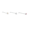 Thumbnail Image 1 of 022 Gauge Multi-Color Crystal Three Piece Nose Bone Set in Stainless Steel