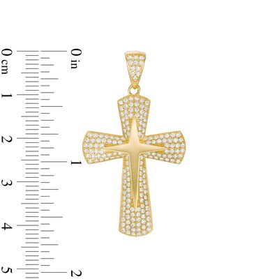 Cubic Zirconia Pointed and Flared Double Cross Necklace Charm in 10K Gold