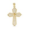 Cubic Zirconia Gothic-Style Double Cross Necklace Charm in 10K Gold