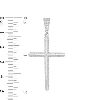 Solid Sterling Silver Large CZ Cross Necklace Charm