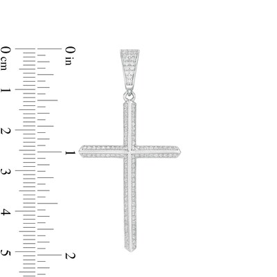 Solid Sterling Silver Large CZ Cross Necklace Charm