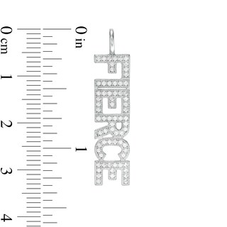 Cubic Zirconia Vertical "FIERCE" Necklace Charm in Sterling Silver