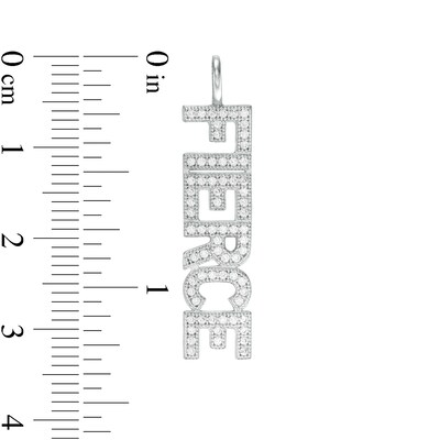Cubic Zirconia Vertical "FIERCE" Necklace Charm in Sterling Silver