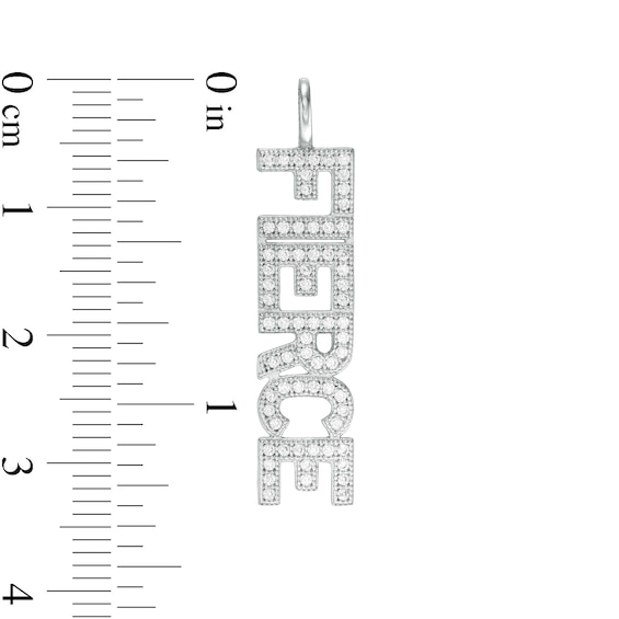 Cubic Zirconia Vertical "FIERCE" Necklace Charm in Sterling Silver