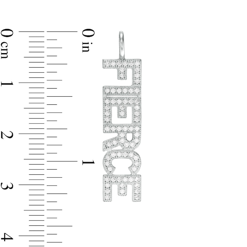 Cubic Zirconia Vertical "FIERCE" Necklace Charm in Sterling Silver